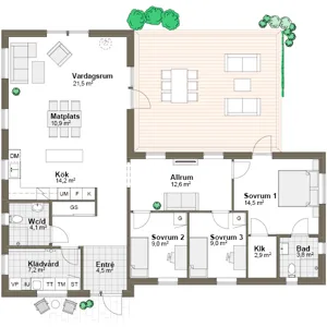 Planlösning M2 Villa Ramsvik