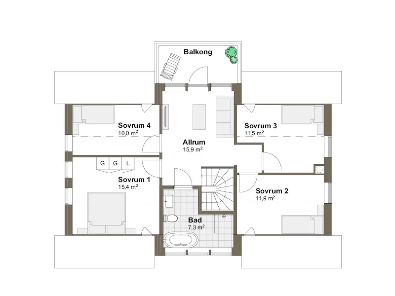 Solhaga planritning - Traditionell