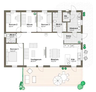 Planlösning M Villa Solviken