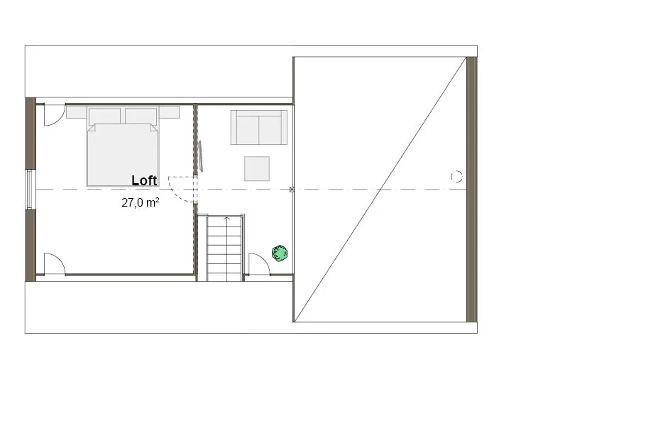Planlösning M loft spegelvänd Villa Strandö