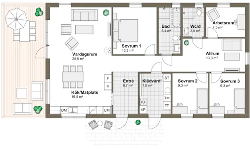 Planlösning Villa Udden M