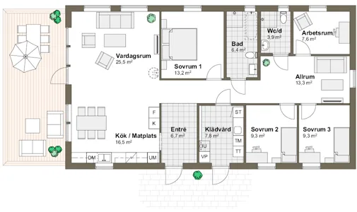 Planlösning Villa Udden T