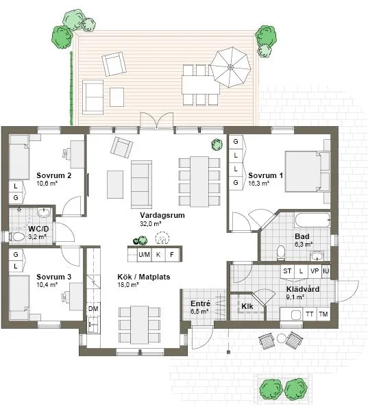 Planlösning Villa Espevik