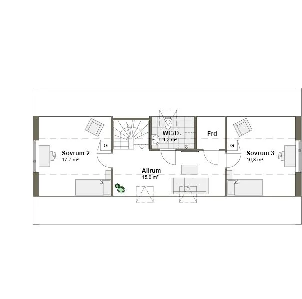 Planlösning övre plan V00007