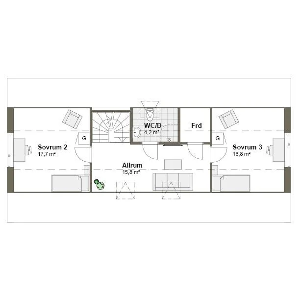 Planlösning övre plan V00007