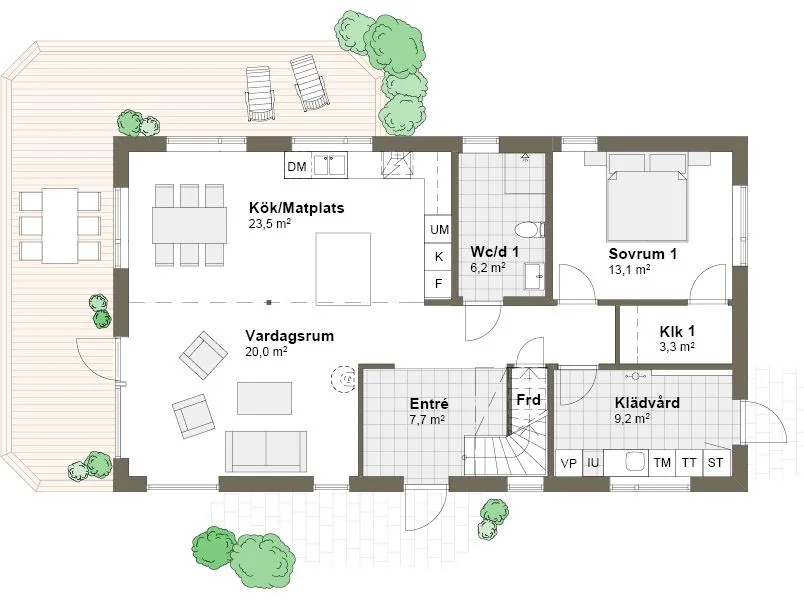 Planlösning M spegelvänd Villa Arild