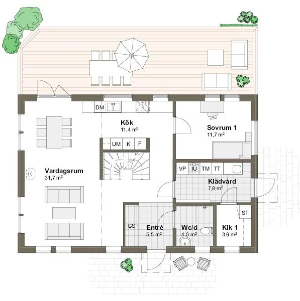 Planlösning Villa Vindö