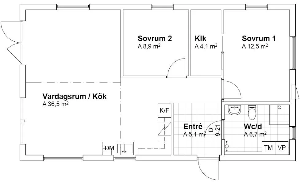 Planlösning Villa V18080