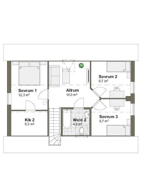 Planlösning Villa Viken K övreplan