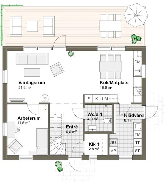 Planlösning Villa Viken K