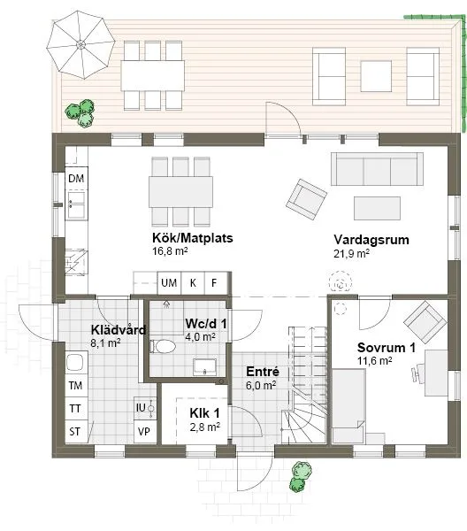 Planlösning Villa Viken M spegelvänt