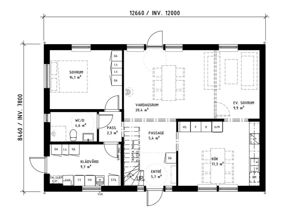 Villa Nygård modernanpassat för ett flexibelt familjeliv planritning