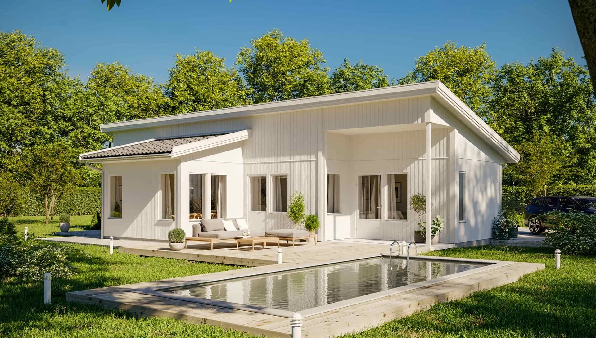 vitt fritidshus funkis