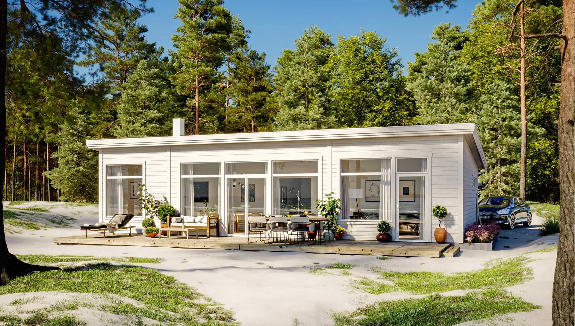 vitt fritidshus pulpettak