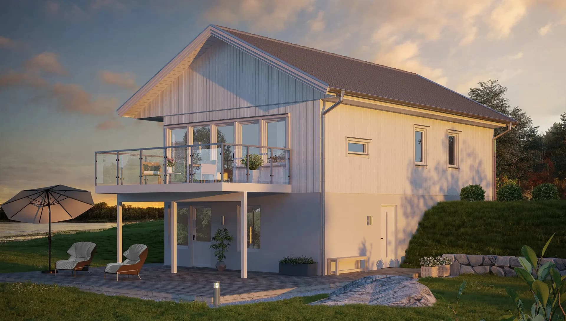 suterränghus med stor balkong