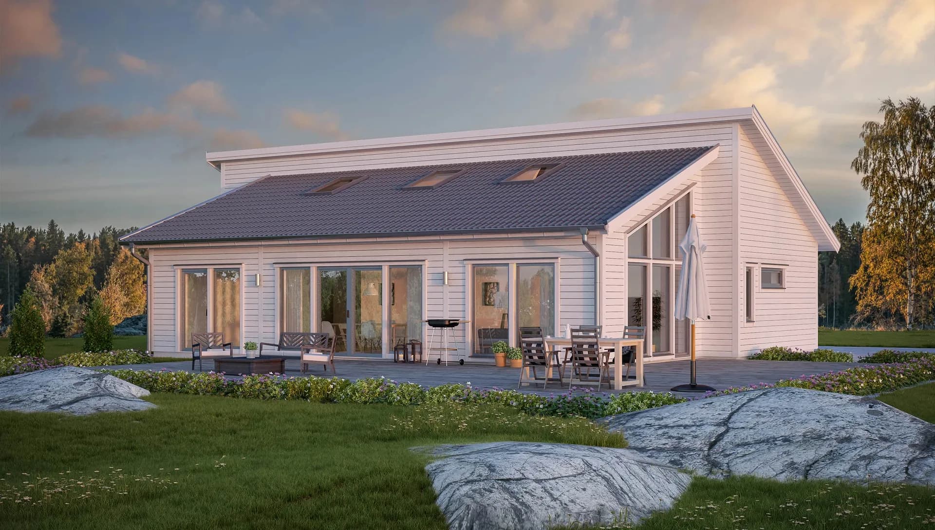 enplanshus med pulpettak