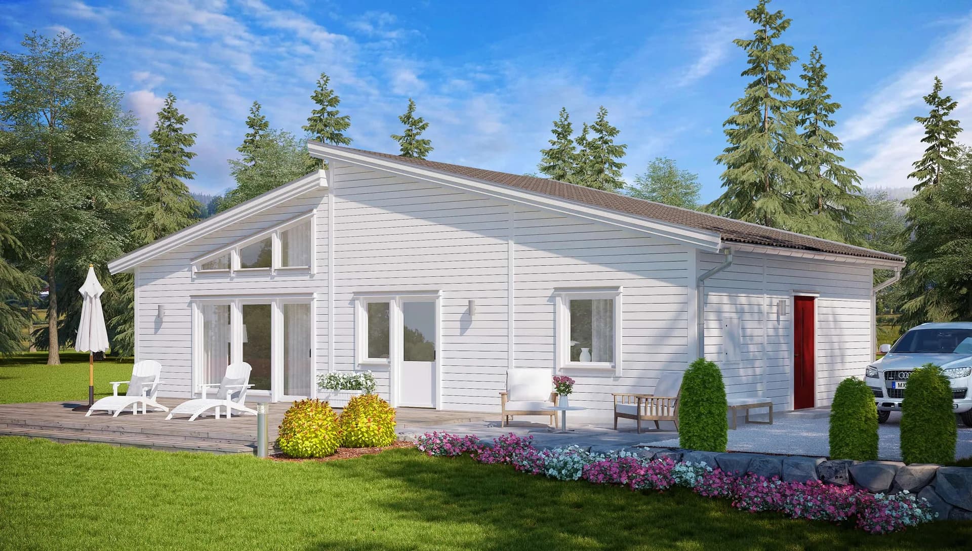 enplanshus med pulpettak