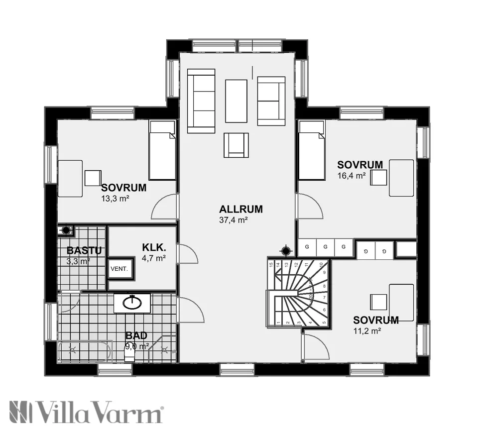 Villa Björkvik planritning 3