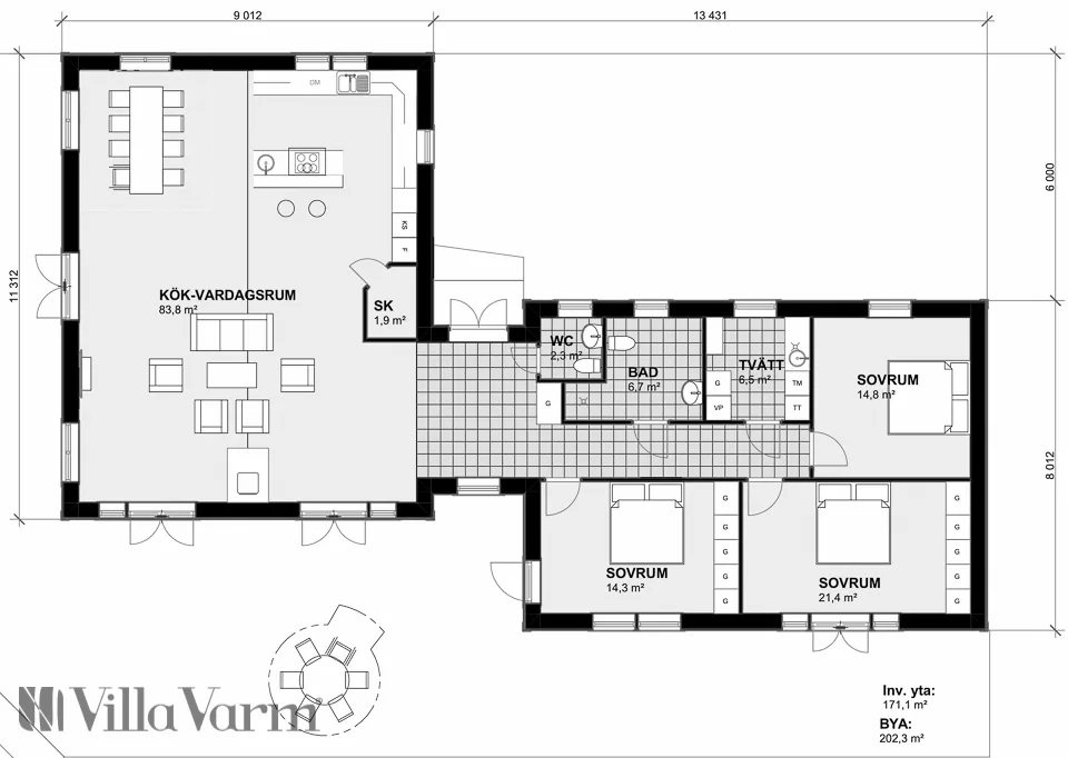 Villa Hestra planritning 1