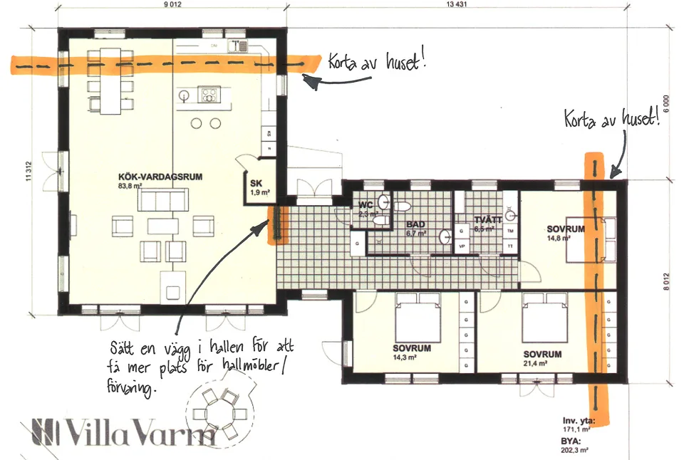 Villa Hestra planritning 2