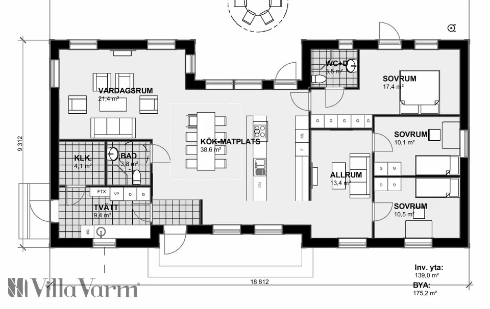 Villa Långmyran planritning 1
