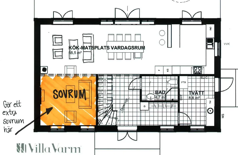 Villa Marstrand planritning 1