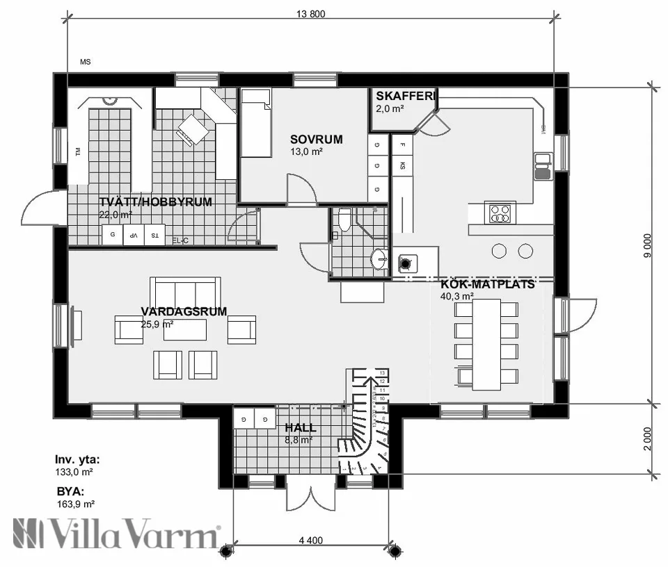 Villa Pålmark planritning 1