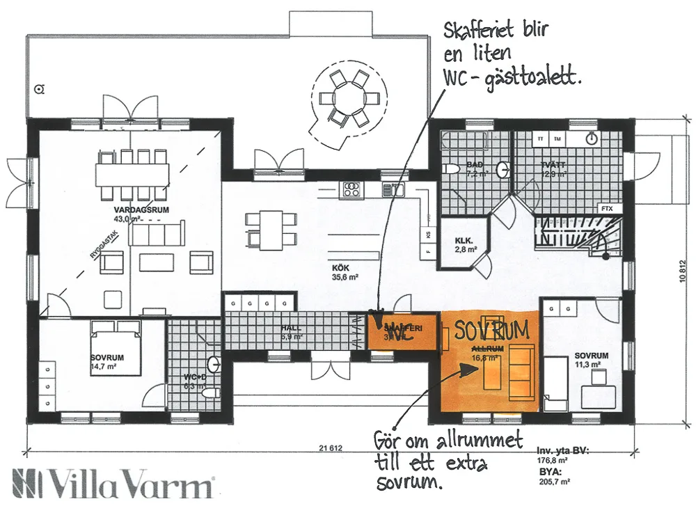 Villa Tranås planritning 3