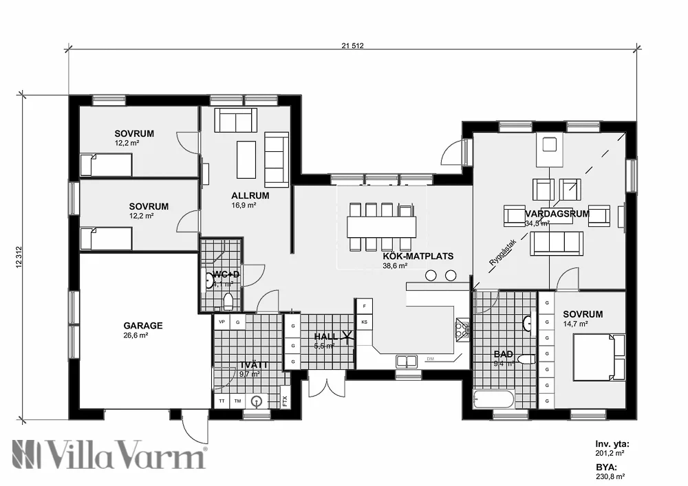 Villa Ystad planritning 1