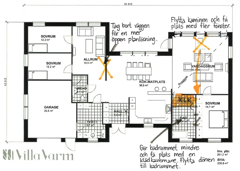 Villa Ystad planritning 2