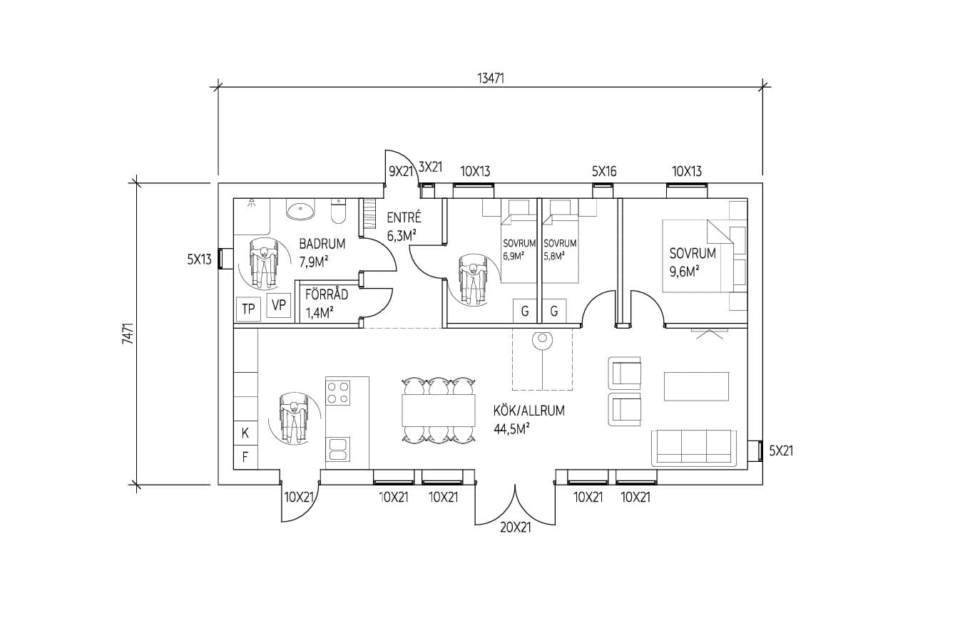 Villa Björkviken planritning 1
