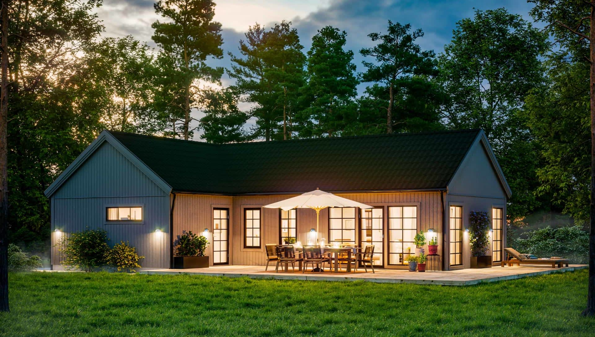 Vinkelhus fritidshus med spröjs