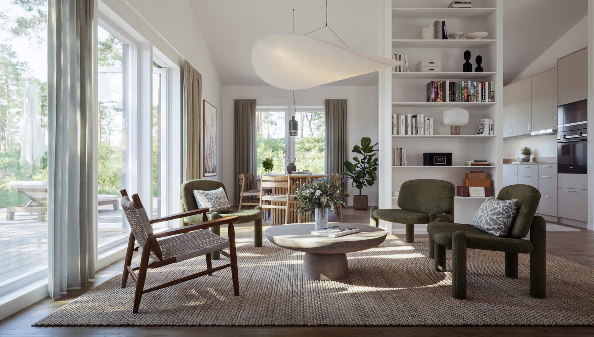 Interiörbild ifrån Ladhusmodellen Trubaduren 131L