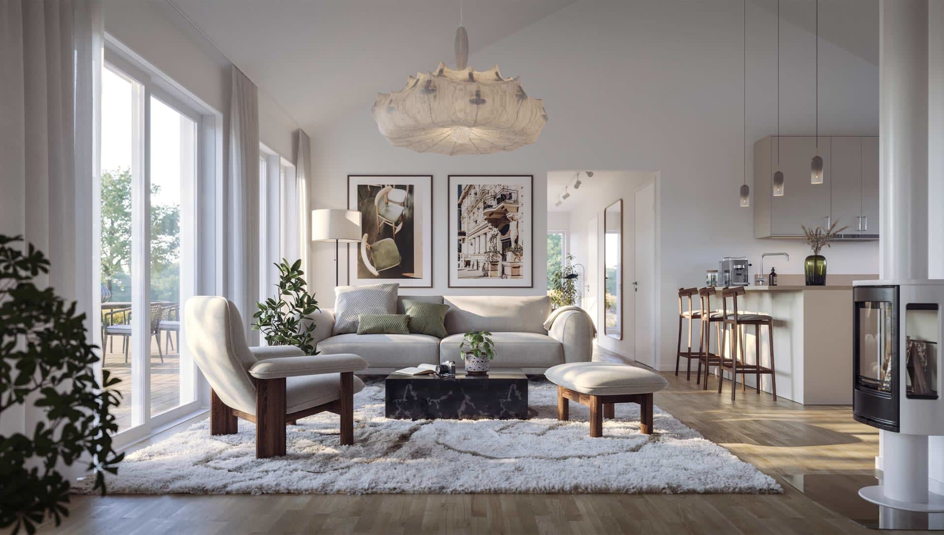 Interiörbild ifrån Ladhusmodellen Trubaduren 135L