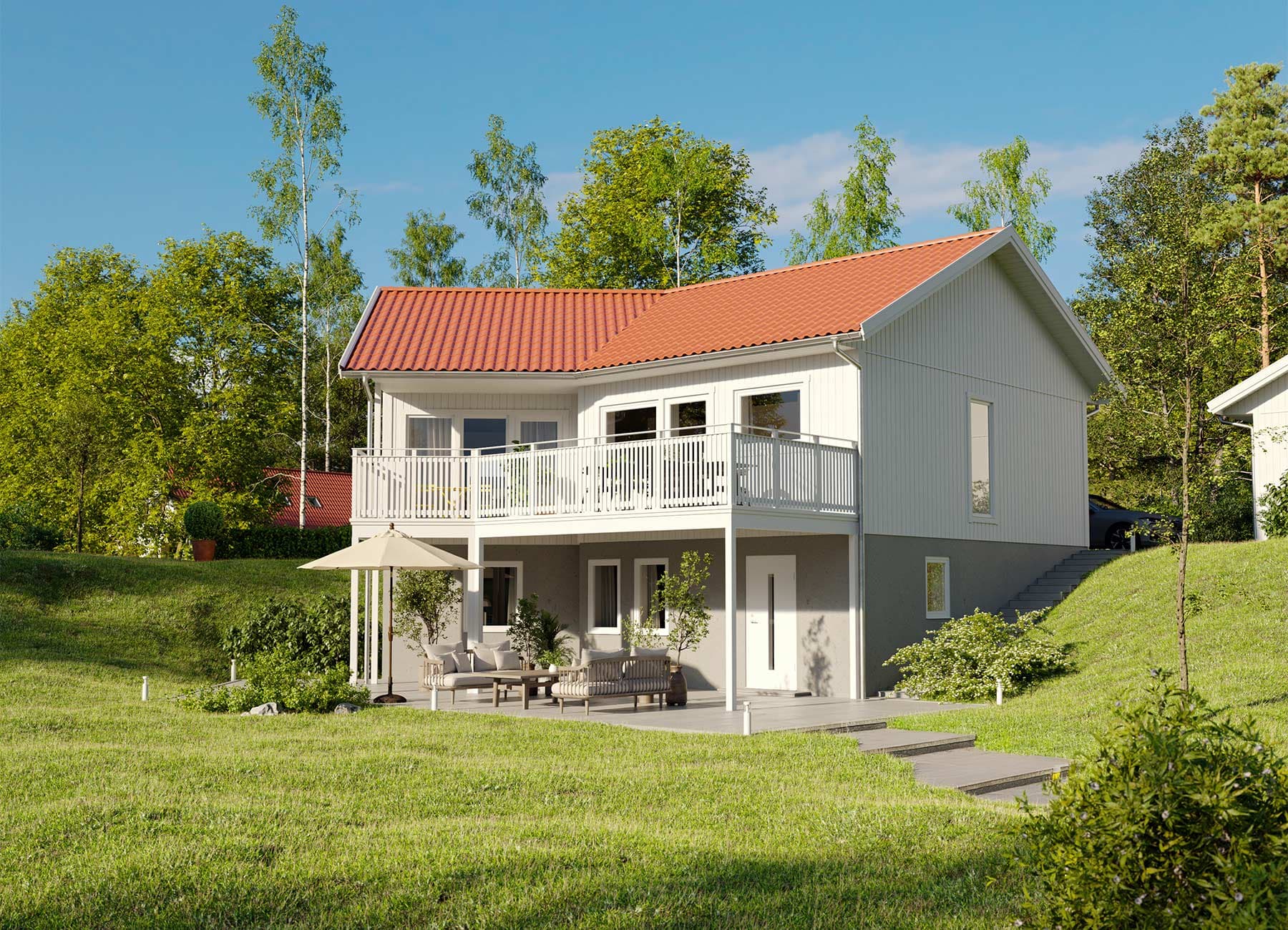 Bild på sluttningshuset Prisma 160 från Borohus