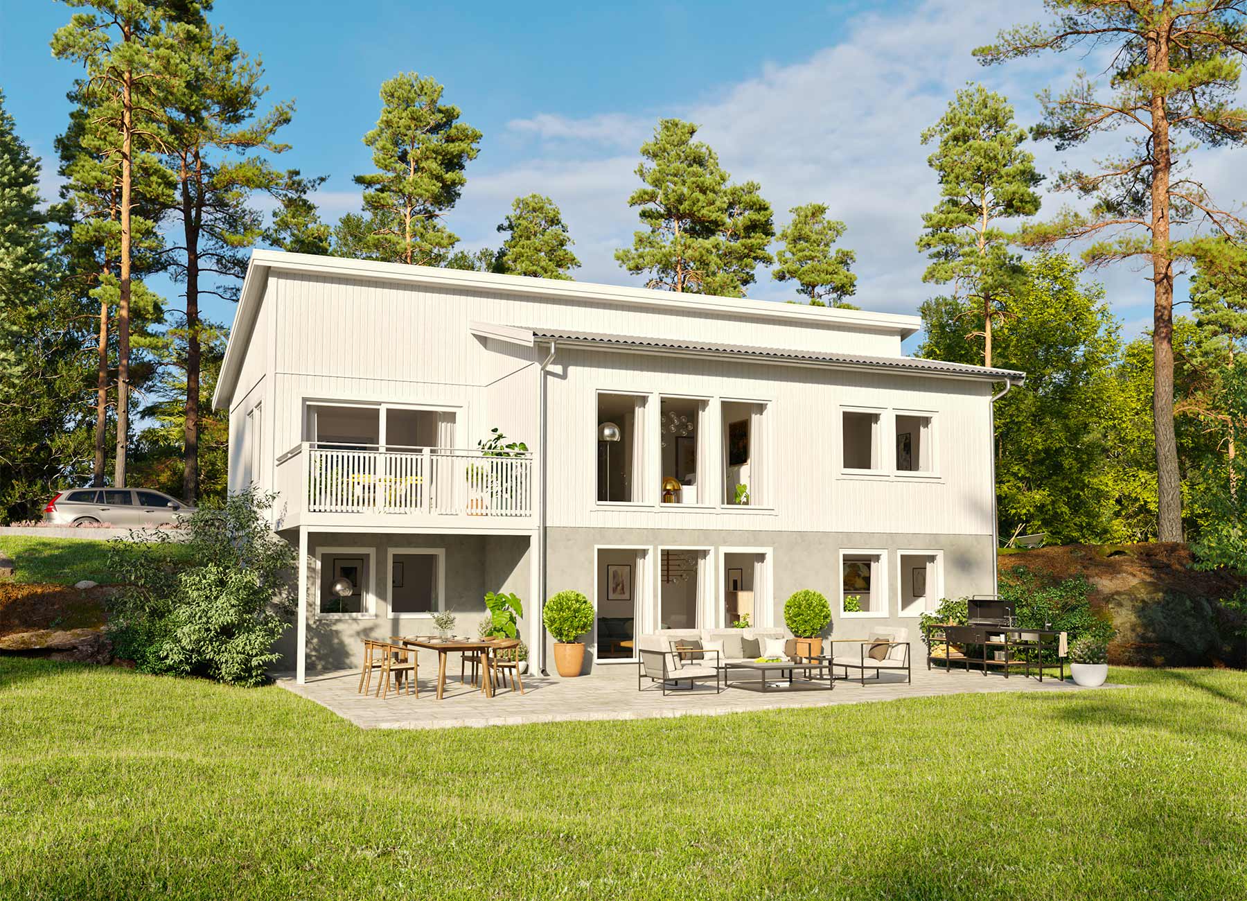 Bild på sluttningshuset Prisma 188 från Borohus