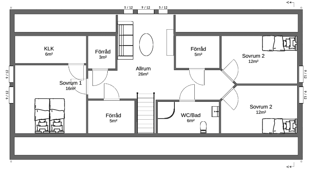 Planlösning övervåning