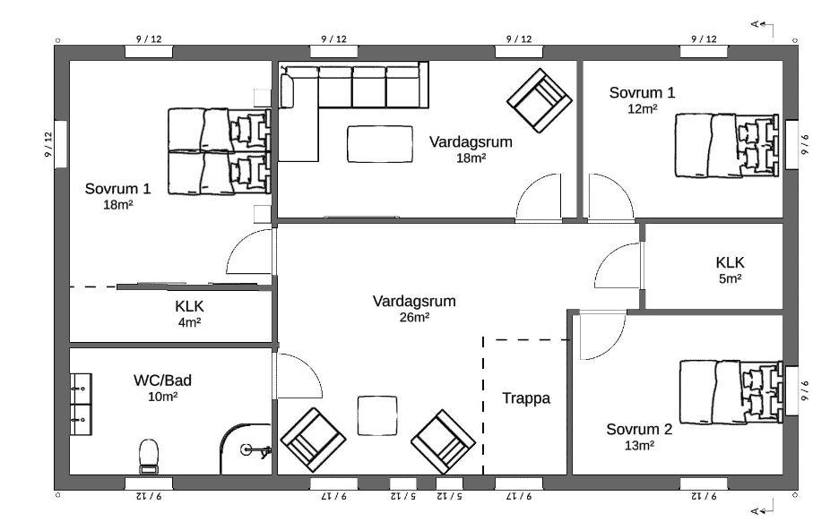 Planlösning övervåning