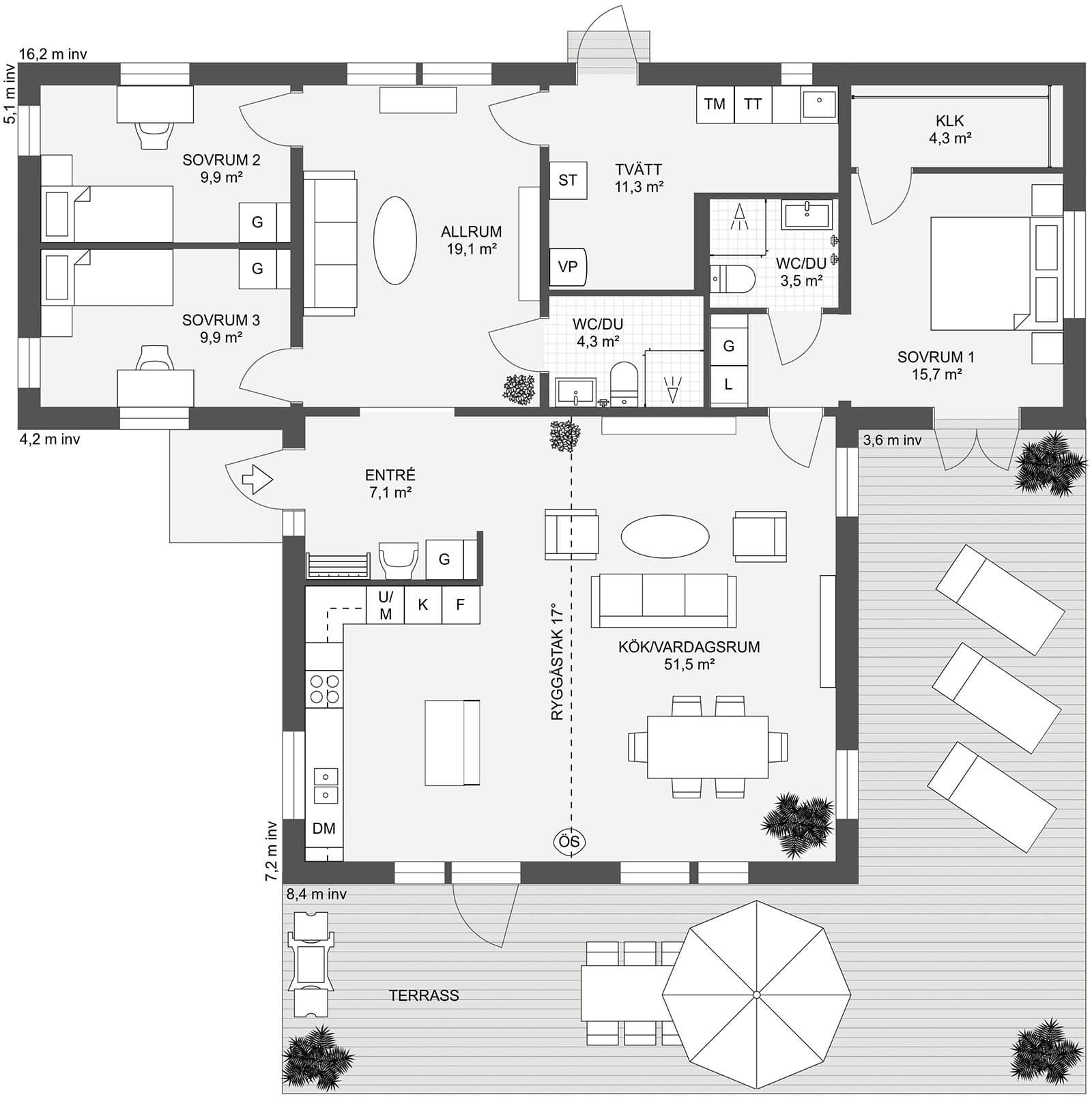 Villa Lycka 143 planritning 1