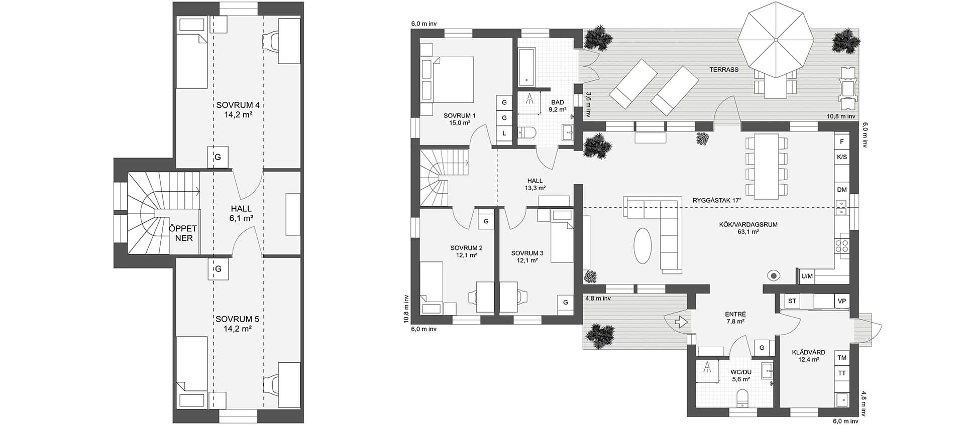 Villa Komplett 197 planritning 1