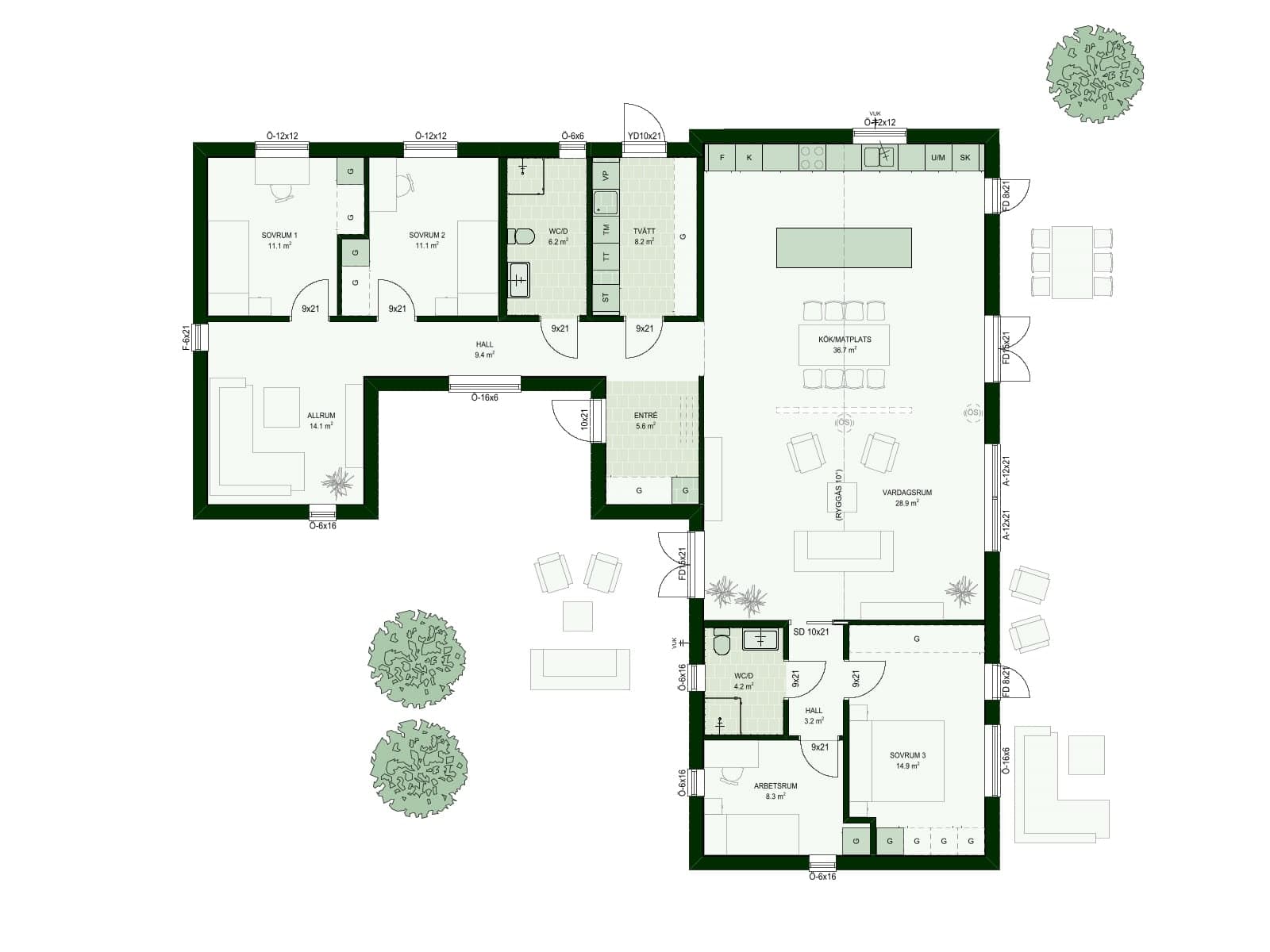 Villa Disa NH-204 planritning 1