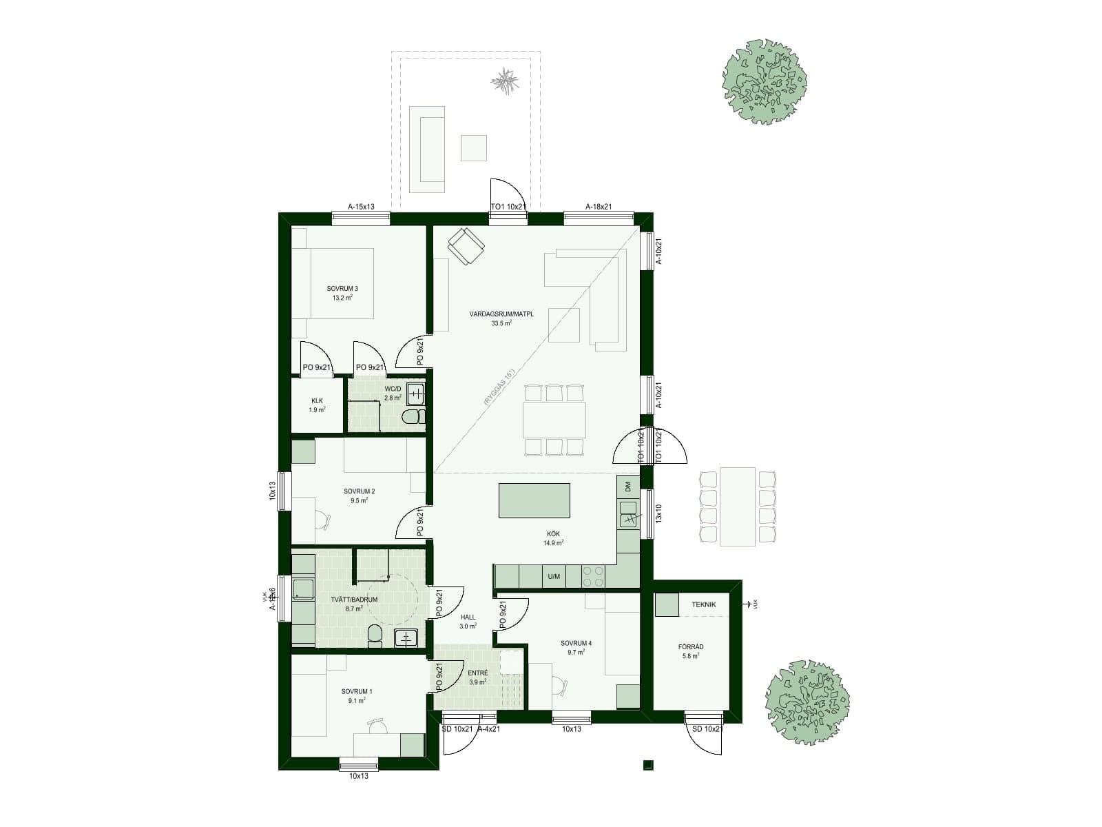 Villa Astrid NH-201 planritning 1
