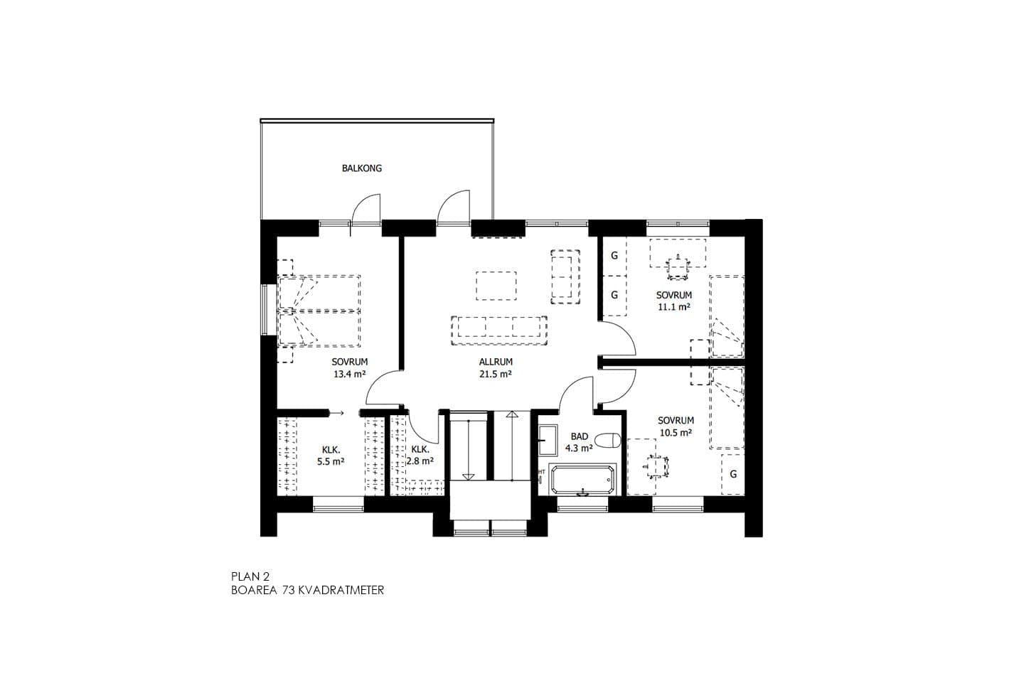 2-planshus, Räng Sand planritning 2