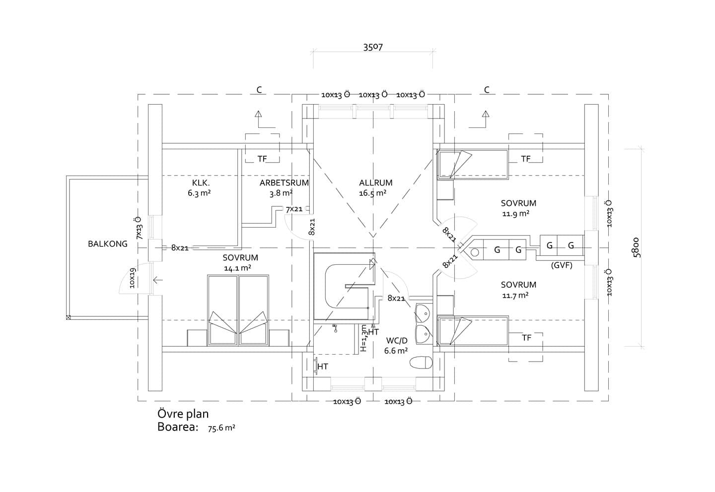 1,5-planshus, Höllviken planritning 2