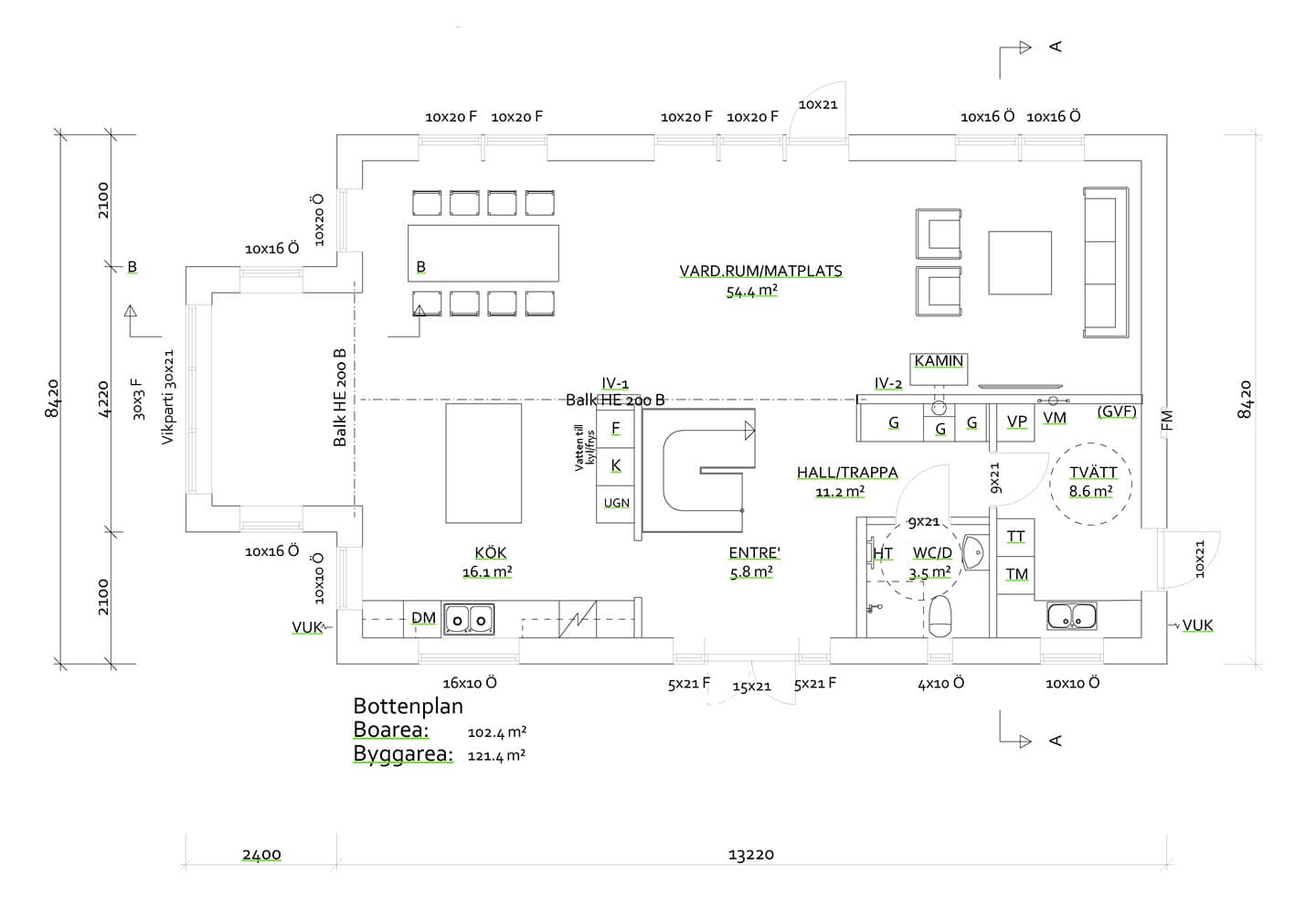 1,5-planshus, Höllviken planritning 1