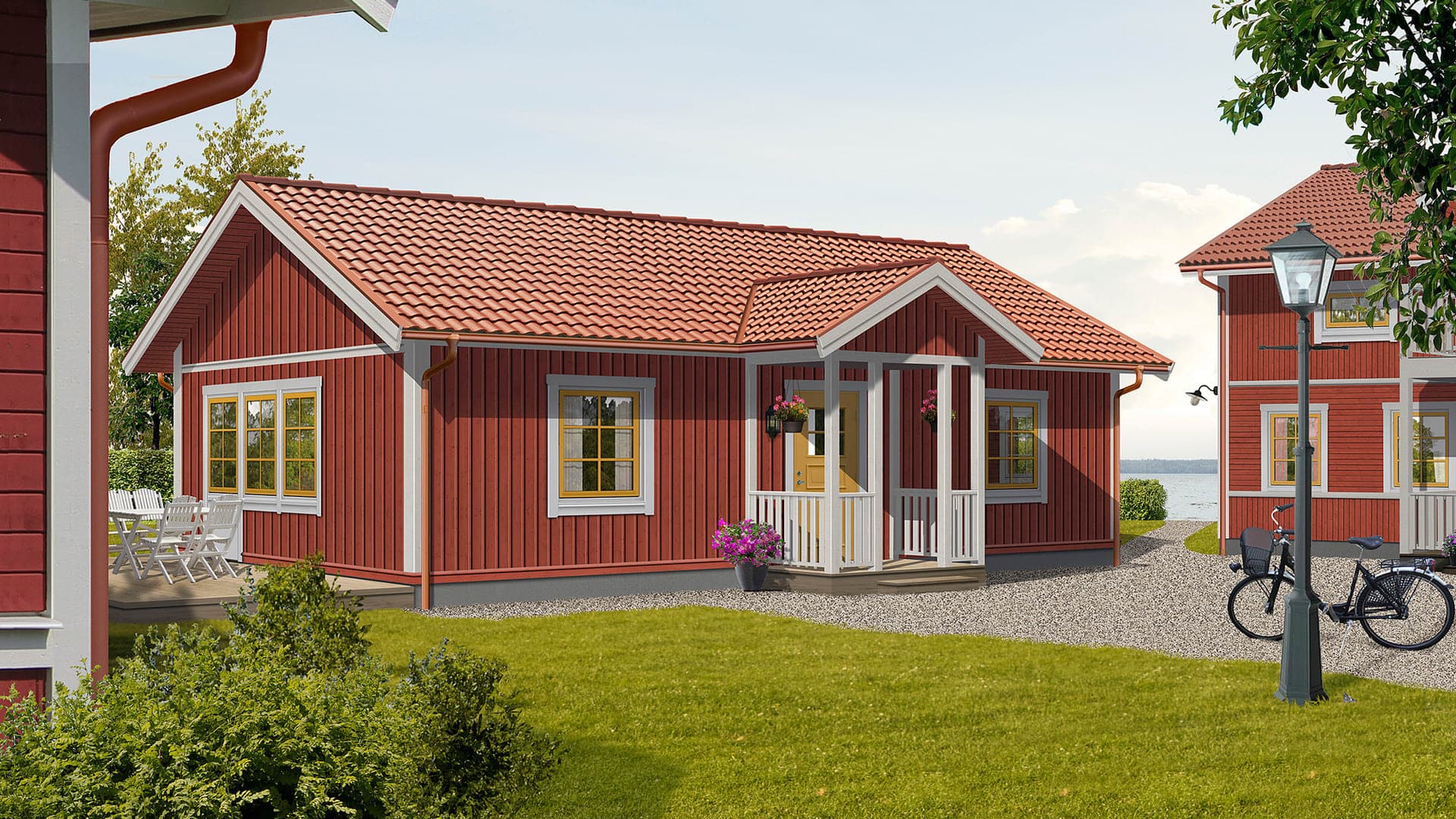 65 m2 stort falurött enplanshus med effektiv planlösning