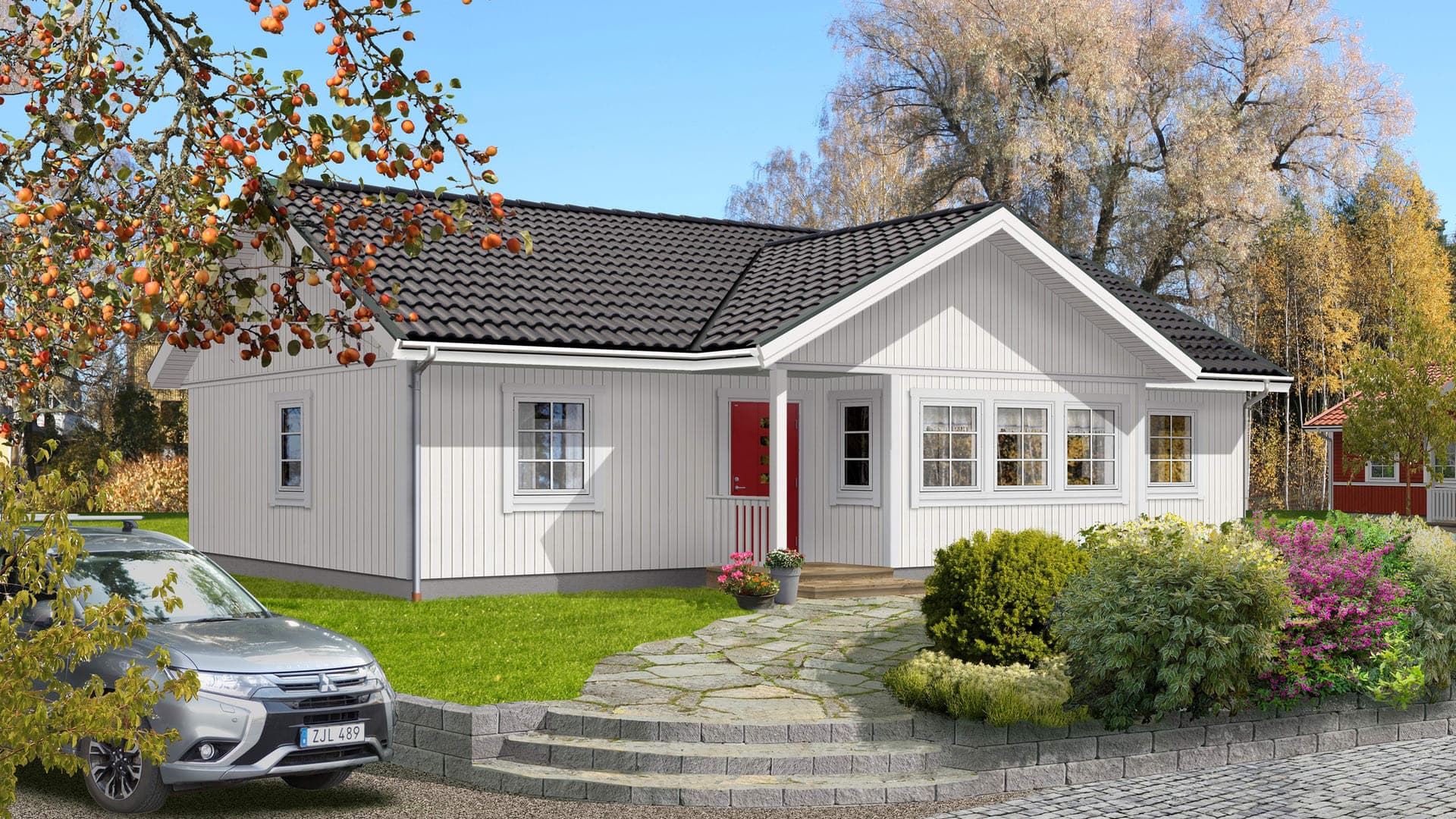 Enplanshus Blågården 110 m2, förskjuten entré