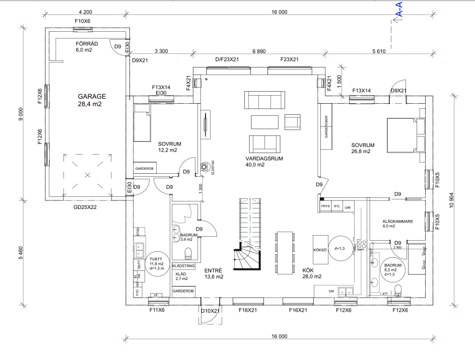 Villa Bjärred planritning 1