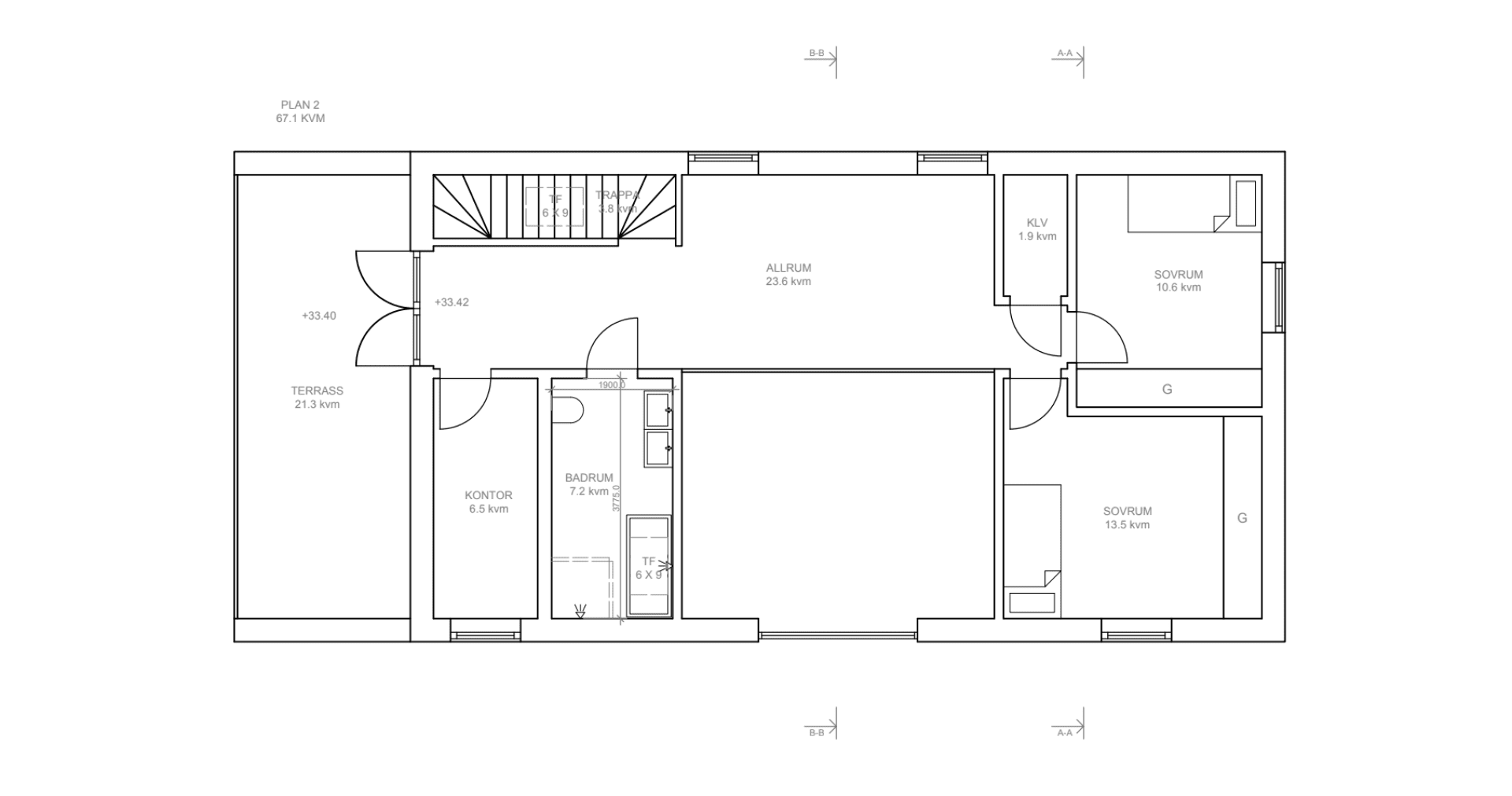 Villa Malmö planritning 1