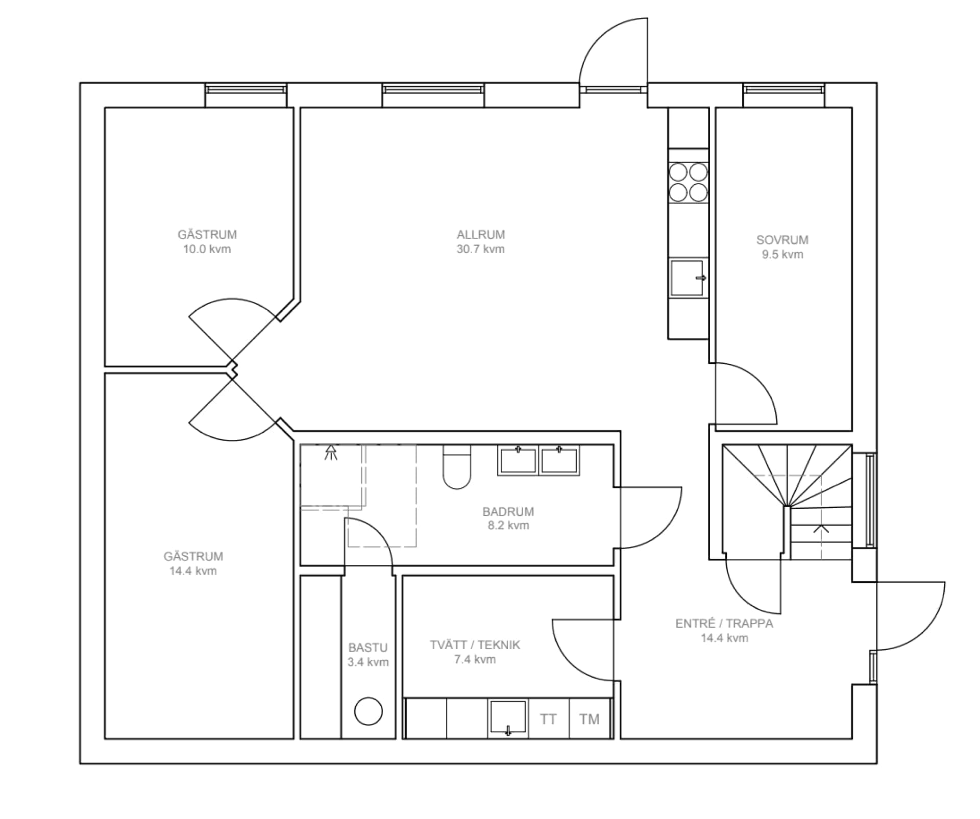 Villa Torslanda planritning 2